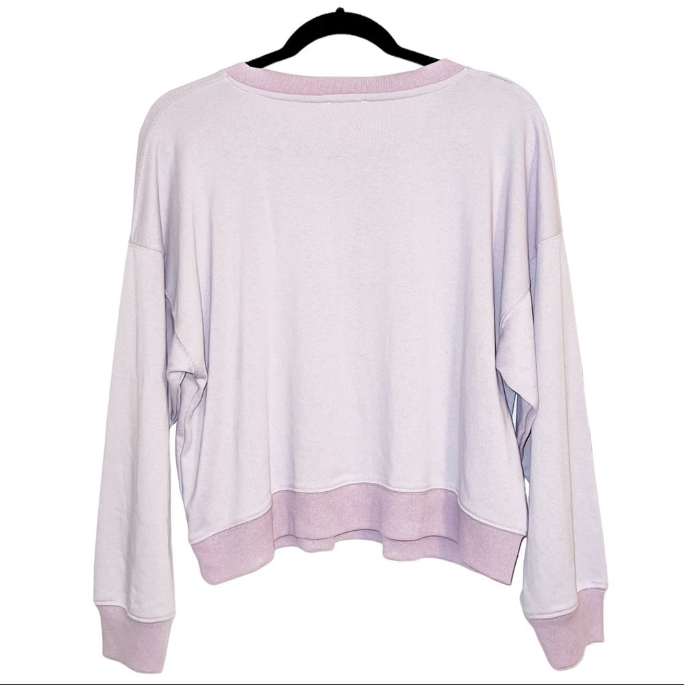 NEW Splendid Eco Shadow Palm Pullover Crewneck Sweatshirt Iris Lavender Purple - Picture 3 of 4